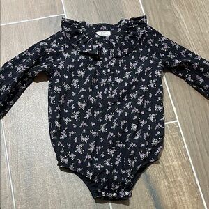 Floral Black Kids One Piece